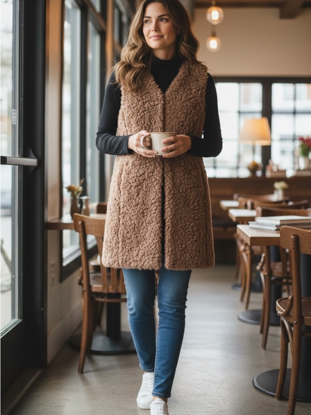 J. Crew Brown Teddy Sherpa Long Vest